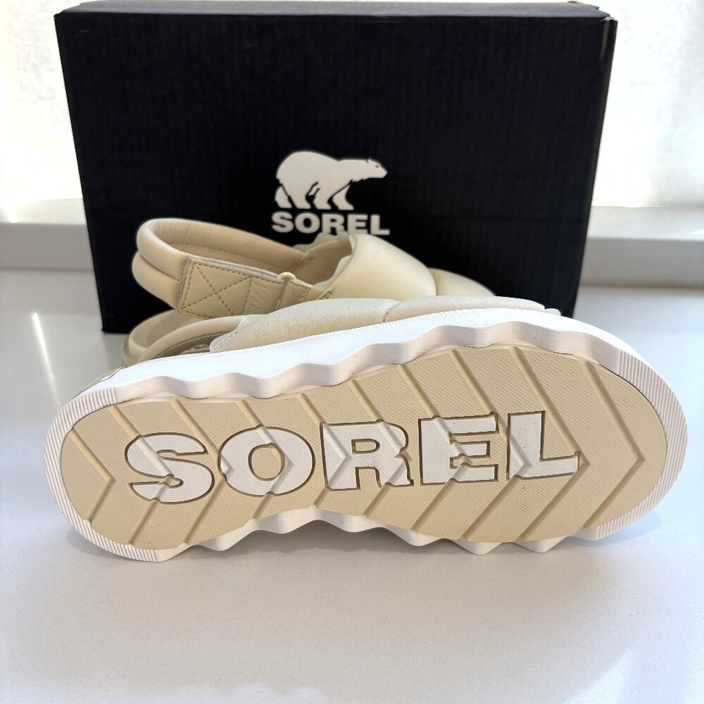 Sorel Viibe Slingback Sandals Quilted Puffy Leather Honey White Size 7 NEW - Picture 6 of 7